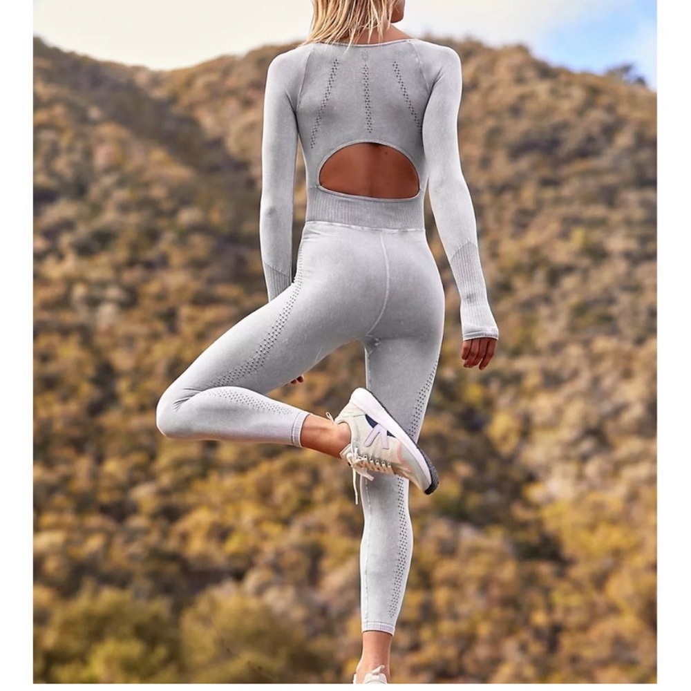 FREE PEOPLE | NWOT Good Karma Long-Sleeve Onesie in Ice Grey *